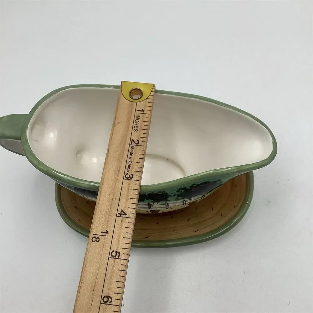Vintage WCL Autumnal Gravy Boat with‎ Attached Underplate Rustic Decor